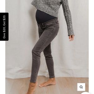 Maternity belly support denim.